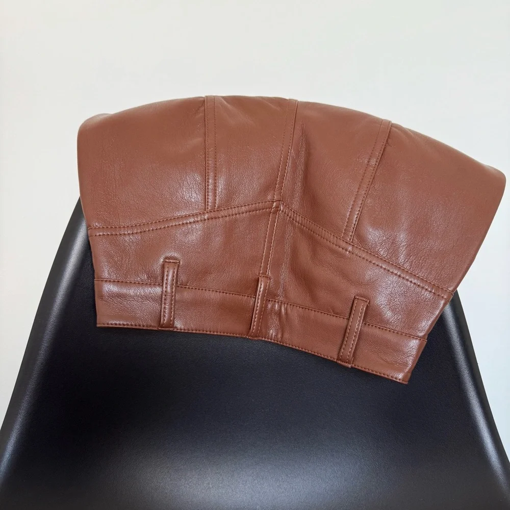 Aritzia Wilfred Rebel Vegan Leather Pants Brown Straight Leg Size 00 - Picture 6 of 13